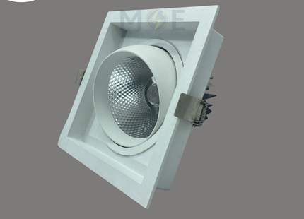 CuperLight LED COB Single Head Architectural Downlight/ Panel Light Adjustable White Ceiling Flush Mounted Rectangular Daylight 6000K 14.5x14.5cm 1x30W | US-1533-1x30W | سبوت ليد مفرد مخفي مربع متحرك دايلايت