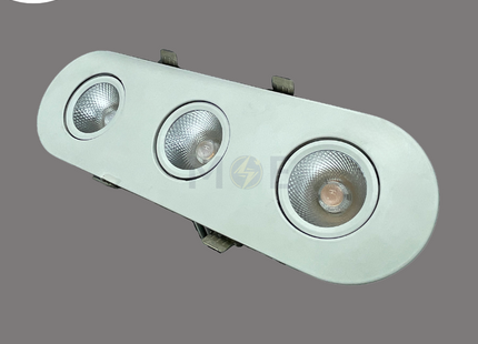 Goldenlight LED COB Triple Head Downlight/ Panel Light Adjustable White Ceiling Flush Mounted Rectangular / Oval Warmwhite 3000K 30x8cm 3x12W | X3-3-COB | سبوت ليد متلت مخفي مستطيل بيضاوي متحرك ورم وايت