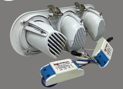 Goldenlight LED COB Triple Head Downlight/ Panel Light Adjustable White Ceiling Flush Mounted Rectangular / Oval Warmwhite 3000K 30x8cm 3x12W | X3-3-COB | سبوت ليد متلت مخفي مستطيل بيضاوي متحرك ورم وايت