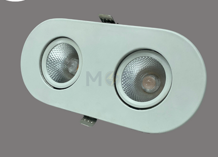 Goldenlight LED COB Double Head Downlight/ Panel Light Adjustable White Ceiling Flush Mounted Rectangular / Oval Warmwhite 3000K 20x8cm 2x12W | X3-2-COB | سبوت ليد مجوز مخفي مستطيل بيضاوي متحرك ورم وايت