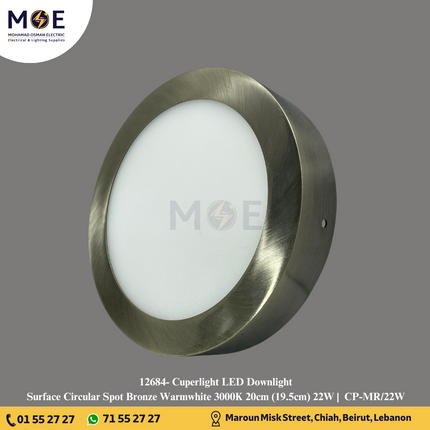 Cuperlight LED Downlight Surface Circular Spot Bronze Warmwhite 3000K 20cm (19.5cm) 22W |  CP-MR/22W