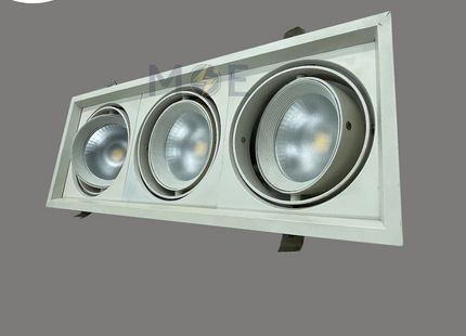 CuperLight LED COB Triple Head Downlight/ Panel Light Adjustable Frosted White Ceiling Flush Mounted Rectangular Daylight 6000K 49x17cm 3x15W | KG-9903 | سبوت ليد متلت مخفي مستطيل متحرك مغشى ورم وايت