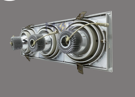CuperLight LED COB Triple Head Downlight/ Panel Light Adjustable Frosted White Ceiling Flush Mounted Rectangular Daylight 6000K 49x17cm 3x15W | KG-9903 | سبوت ليد متلت مخفي مستطيل متحرك مغشى ورم وايت