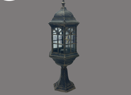 Outdoor Lantern Pedestal Light Bronze E27 56cm | فانوس تصوينة زجاج شباك برونز