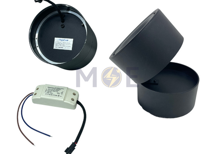 Cuperlight LED COB Downlight Surface Adjustable 360 Degree Cylinder Spot Black Warmwhite 3000K 10x10cm 18W | H0014 | سبوت ليد ظاهر مدور شكل سيلندر متحركدرجة اسود ورم وايت