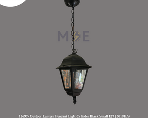 Outdoor Lantern Pendant Light Cylinder Black Small E27 | 5019H/S | فانوس تنزيلة صغير اسود