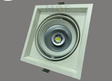 CuperLight LED COB Single Head Downlight/ Panel Light Adjustable Frosted White Ceiling Flush Mounted Square Daylight 6000K 17x17cm 1x15W | KG-9901 | سبوت ليد مفرد مخفي مربع متحرك مغشى دايلايت