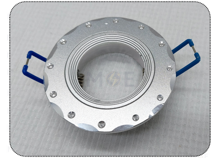 Downlight / Spotlight MR16 Frame Silver Matt 418 Recessed Fix Circular Aluminium +Strass 5.5cm | KG-418 | سبوت المنيوم فارغ مدور مخفي فضي مات مع سترس ثابت
