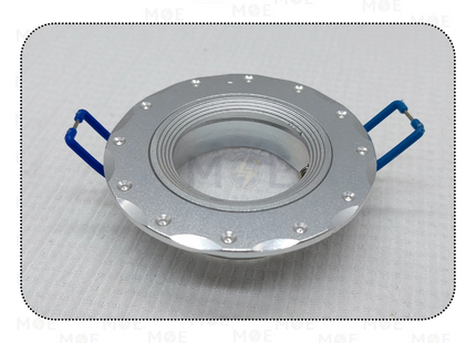 Downlight / Spotlight MR16 Frame Silver Matt 418 Recessed Fix Circular Aluminium +Strass 5.5cm | KG-418 | سبوت المنيوم فارغ مدور مخفي فضي مات مع سترس ثابت