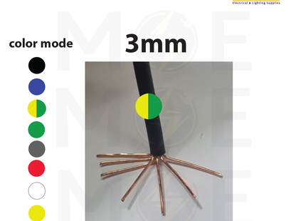 Liban Cables Single Core Stranded 3mm Green/Yellow | NYA | شريط مفرد قاسي اخضر/ اصفر