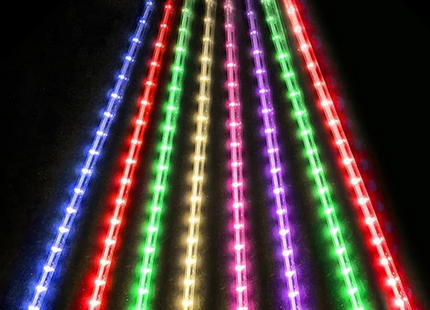 Meteor Shower Rain LED Light String Light Multicolor 7 Color 540L 12V 4mt 10 Tubes | حبل زينة ليد نيزكالوان مع ترانس