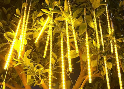 Meteor Shower Rain LED Light String Light Warmwhite 540L 12V 4mt 10 Tubes | حبل زينة ليد نيزك ورم وايت مع ترانس