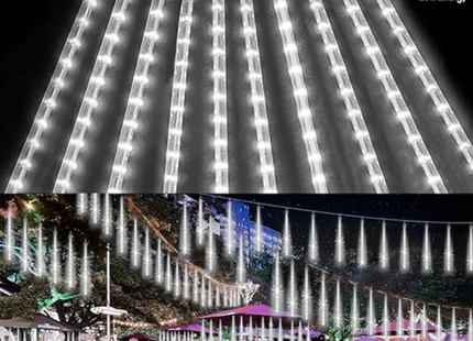 Meteor Shower Rain LED Light String Light Daylight 540L 12V 4mt 10 Tubes | حبل زينة ليد نيزك دايلايت مع ترانس
