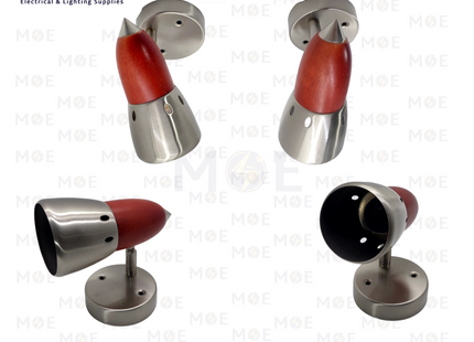 Surface Adjustable Spotlight Wood & Chrome E14 R50 12cm | سبوت ظاهر متحرك خشبي و كروم