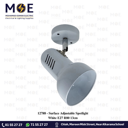 Surface Adjustable Spotlight White E27 R80 13cm