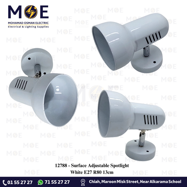 Surface Adjustable Spotlight White E27 R80 13cm