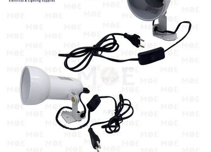 Orient Surface Adjustable Spotlight White with Switch & Cable E27 R80 15cm | Model: B1011 | سبوت ظاهر متحرك ابيض مع شريط و مفتاح