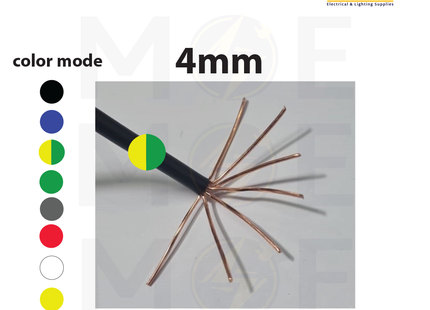 Liban Cables Single Core Stranded 4mm Green/Yellow | NYA | شريط مفرد قاسي اخضر/ اصفر