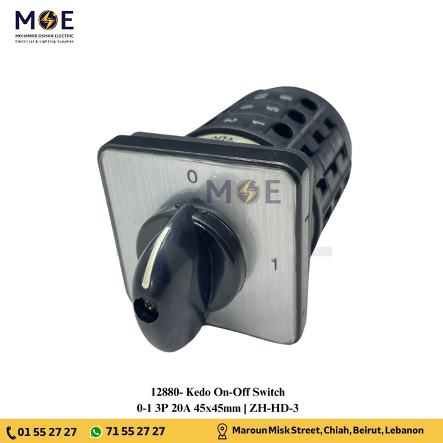 Kedo On-Off Switch 0-1 3P 20A 45x45mm | ZH-HD-3