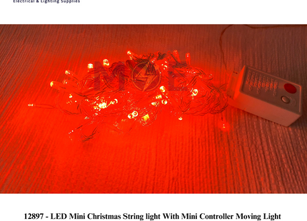 LED Mini Christmas String light Red With Mini Controller Moving Light 5W 100L 220V | 260354 | حبل زينة ليد شفاف ضو احمر