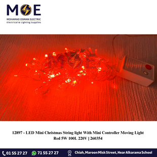 LED Mini Christmas String light Red With Mini Controller Moving Light 5W 100L 220V | 260354 | حبل زينة ليد شفاف ضو احمر