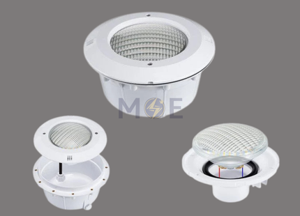 Goldenlight IP68 Underwater Pool Light Chrome Flush Circular Spot 27cm PAR56 | سبوت مسبح مدور مخفي فارغ كروم