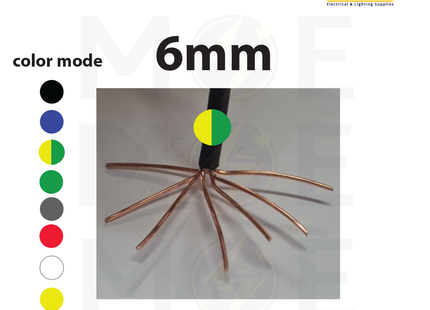 Liban Cables Single Core Stranded 6mm Green/Yellow | NYA | شريط مفرد قاسي اخضر/ اصفر