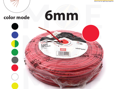 Liban Cables Single Core Stranded 6mm Red | NYA | شريط مفرد قاسي احمر