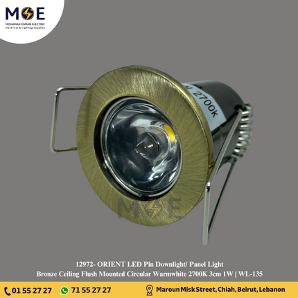 ORIENT LED Pin Downlight/ Panel Light Bronze Ceiling Flush Mounted Circular Warmwhite 2700K 3cm 1W | WL-135