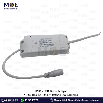 LED Driver for Spot AC 85-265V DC 30-40V 450mA | DW-MBD002