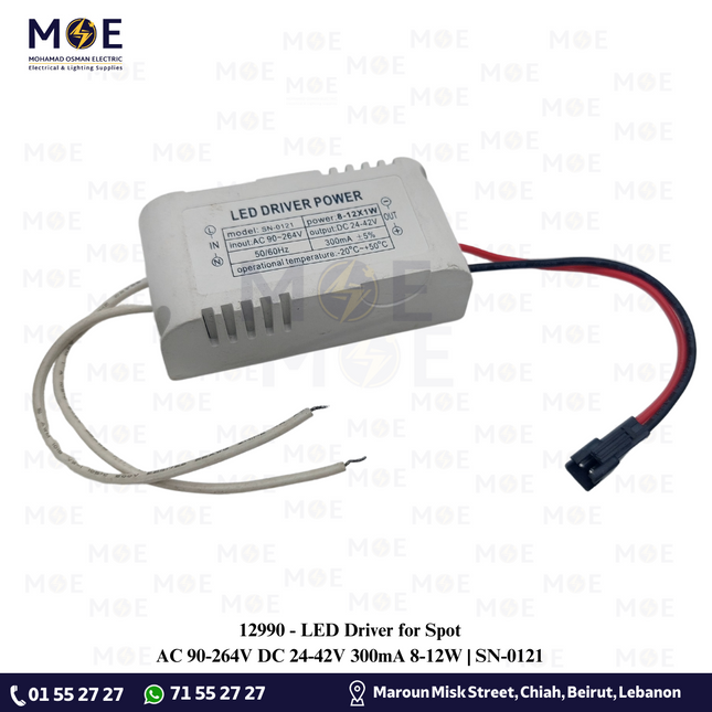 LED Driver for Spot AC 90-264V DC 24-42V 300mA 8-12W | SN-0121