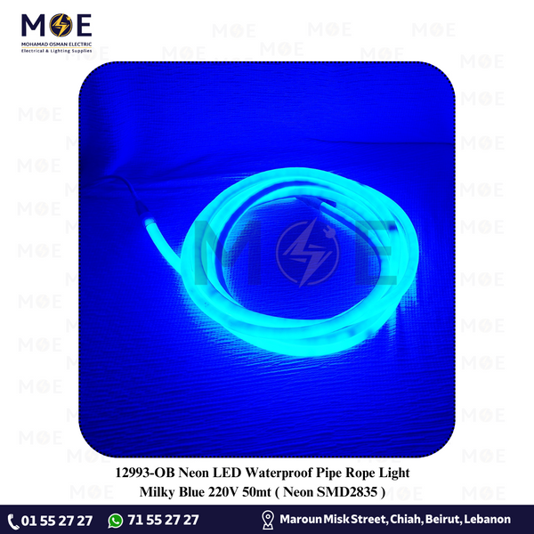 OB Neon LED Waterproof Pipe Rope Light Milky Blue 220V 50mt | Neon SMD2835