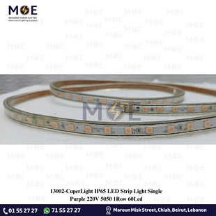 CuperLight IP65 LED Strip Light Single Purple 220V 5050 1Row 60Led | ستريب ليد مفرد موف