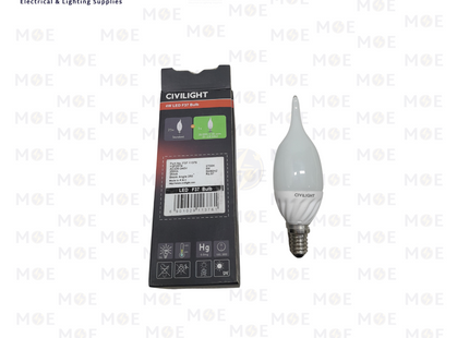 Civilight LED Lamp Milky Candle Tail WarmWhite 2700K E14 4W | LED F37 Bulb | لمبة ليد برم سن رفيع شمعة دنب حليبي ورم وايت