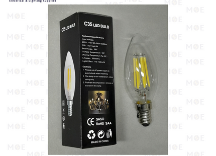 Cuperlight LED Lamp Clear Filament Candle DayLight E14 6000K 6W | C35 | لمبة ليد برم سن رفيع فيلامنت شمعة شفاف دايلايت