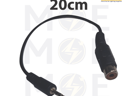 2.5mm AUX Male to 1x RCA Female Black Cable 20cm | وصلة/تحويلة صوت