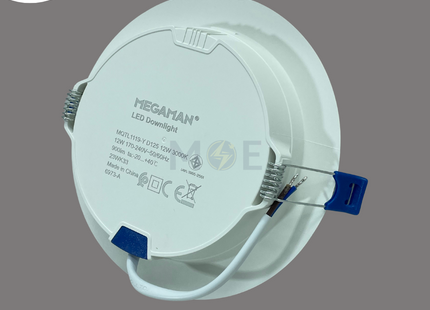 MEGAMAN Led Downlight/ Panel Light White Ceiling Flush Mounted Circular Warmhwite 900Lm 3000K 12W 12.5cm | MQTL1119Y12W | سبوت ليد مدور مخفي ابيض ورم وايت