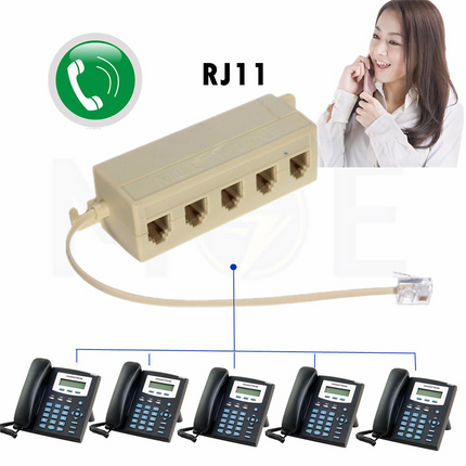 Fiveway Splitter RJ11 1 Male with Cable to 5 RJ11 Female 6P4C | 1Mto5FM