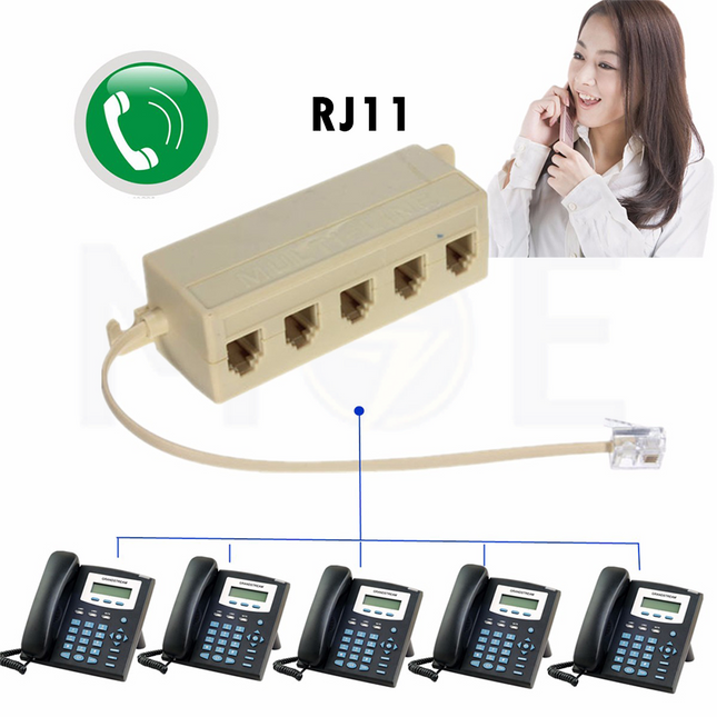 Fiveway Splitter RJ11 1 Male with Cable to 5 RJ11 Female 6P4C | 1Mto5FM