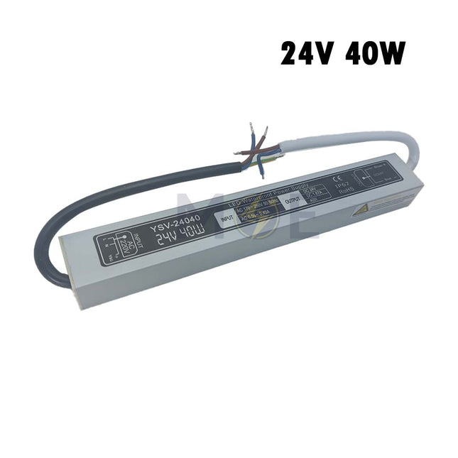 Bright LED Power Supply Unit Slim IP67 AC to DC 24V 40W 1.67A | YSV-24040