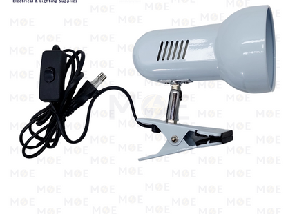 Clamp Portable Desk lamp With Clips & Power Switch White R80 E27 | MT101J | غلوب طاولة ملقط للدراسة مع مفتاح ابيض