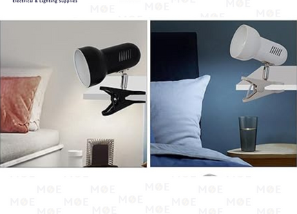 Clamp Portable Desk lamp With Clips & Power Switch White R80 E27 | MT101J | غلوب طاولة ملقط للدراسة مع مفتاح ابيض