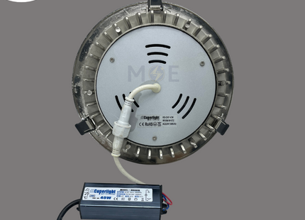 CuperLight LED COB Downlight/ Panel Light Chrome Ceiling Flush Mounted Circular Warmwhite 22.5cm 40W | DAF-COB-40W | سبوت ليد مدور مخفي كروم ورم وايت