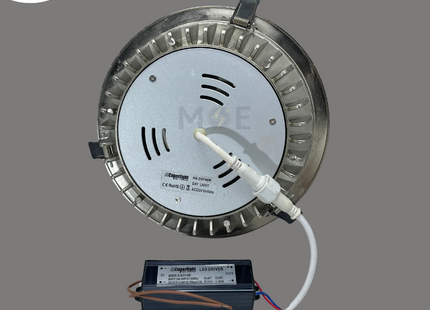 CuperLight LED COB Downlight/ Panel Light Chrome Ceiling Flush Mounted Circular Daylight 22.5cm 40W | DAF-COB-40W | سبوت ليد مدور مخفي كروم دايلايت