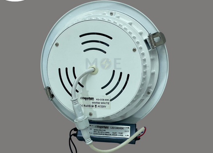 CuperLight LED COB Downlight/ Panel Light White Ceiling Flush Mounted Circular Warmwhite 22.5cm 30W | DAF-COB-30W | سبوت ليد مدور مخفي ابيض ورم وايت