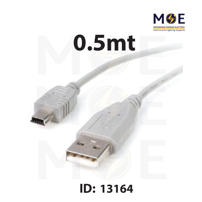 2.0 USB A Male to Mini USB B Male Cable 0.5mt كابل