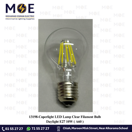 Cuperlight LED Lamp Clear Filament Bulb Daylight E27 10W | A60