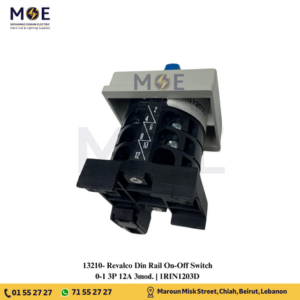 Revalco Din Rail On-Off Switch 0-1 3P 12A 3mod. | 1RIN1203D