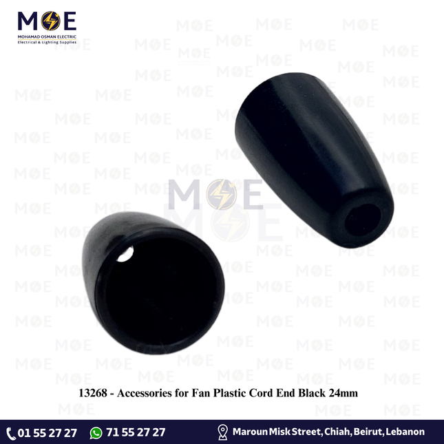 Accessories for Fan Plastic Cord End Black 24mm | اكسسوار مروحةطبة بلاستيك لحبل شد المروحة اسود