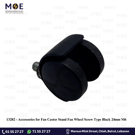 Accessories for Fan Castor Stand Fan Wheel Screw Type Black 24mm M6